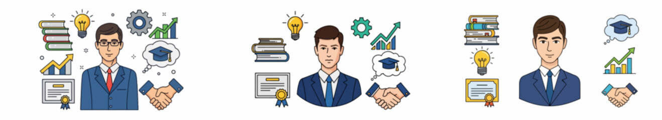 Businessman education success achievement concept