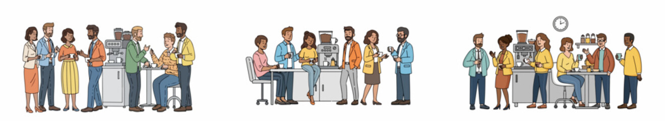 Coffee shop customers waiting in line