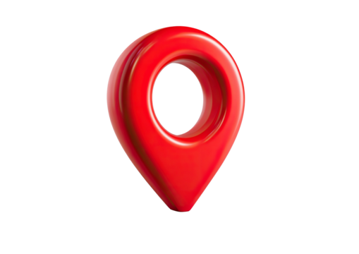 Glossy, red, teardrop-shaped pin pointer. Opaque, 3D render