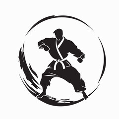 Martial Arts Silhouette Logo Vector Illustration on white background