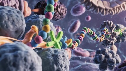 Close Up Cell Structures and Molecular Interaction in Biology - Powered by Adobe