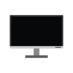 Flat screen computer monitor display with black screen and modern stand isolated on white isolated on white background, Vector