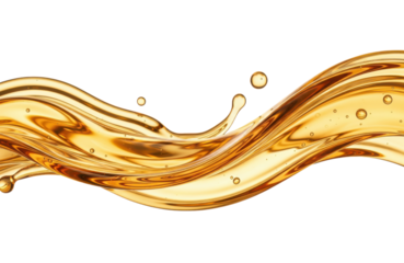 Golden liquid splashing and flowing in abstract wave form