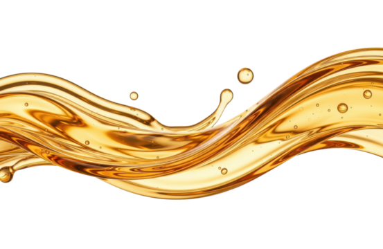 Golden liquid splashing and flowing in abstract wave form
