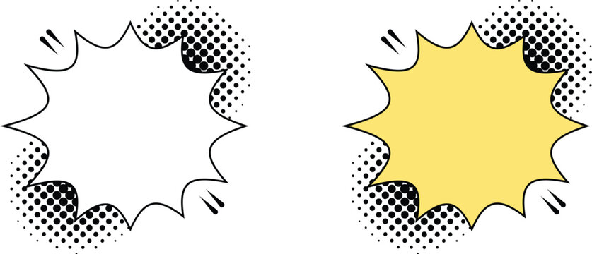 Comic explosion burst halftone bubble &ndash; pop art star shape vector