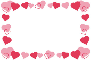 ハート　フレーム　赤　ピンク　イラスト