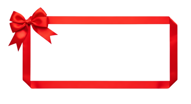 Red ribbon frame with a bow