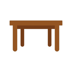 Simple brown wooden table illustration, minimalist furniture icon, isolated on white background isolated on white background, Vector