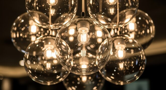 Elegant glass globe chandelier illuminating interior spaces with warm lighting