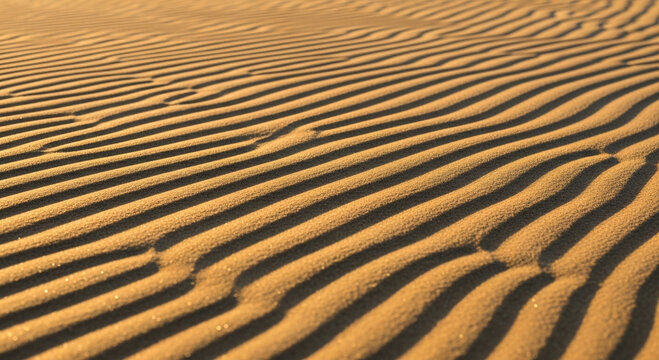 Ripples and shadows create a striking pattern in the desert sand