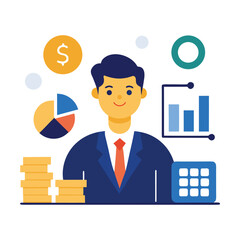 set of funny cartoon business man