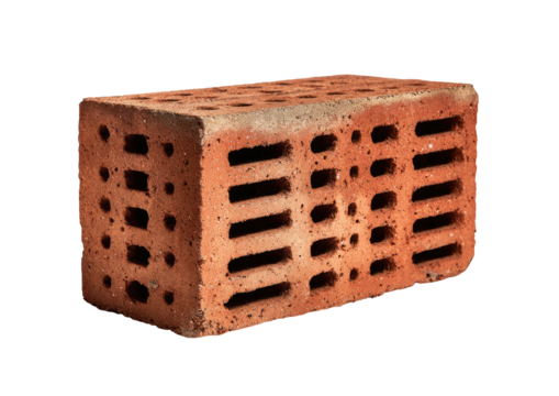 Red brick with perforations on black backdrop