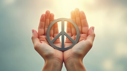 World Peace Day hands holding peace symbol