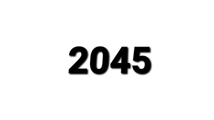 Bold Black Number 2045 Centered on a White Background with Shadow Effect year numeral