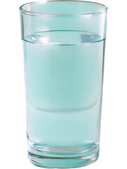Minimalist clear glass of water isolated on transparent background, symbolizing purity and hydration.