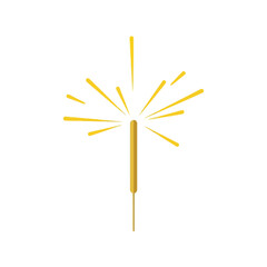 Golden sparkler with radiant light bursts, isolated on white background isolated on white background, Vector