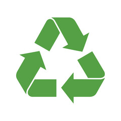 Obraz premium Green recycling symbol vector icon, symbolizing environmental protection and sustainability isolated on white background, Vector
