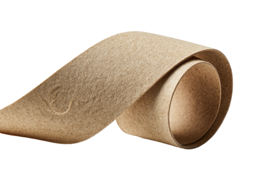 Rolled, textured tan fabric on black