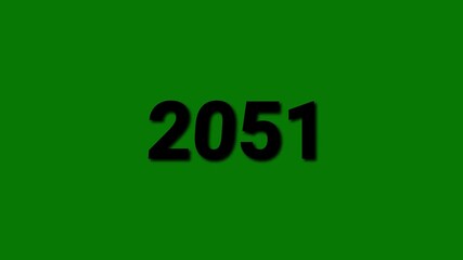 Bold Black Number 2051 Centered on a Solid Green Background with Subtle Shadow year numeral