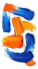 Vivid orange and blue paint strokes on a black background