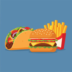 Classic cheeseburger focused as main subject.