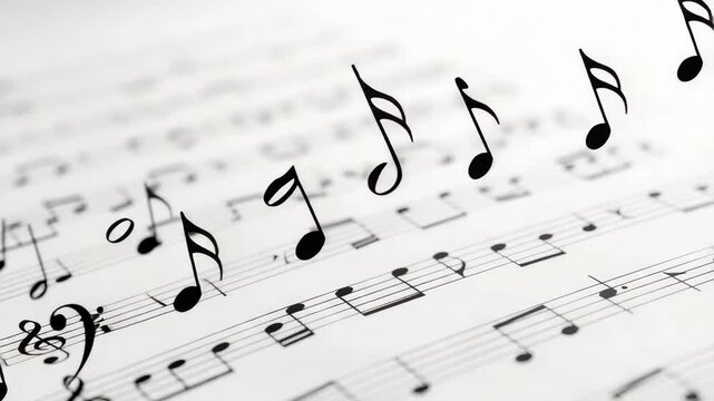 Musical notes on a sheet of paper