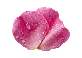 Pink rose petals covered in dewdrops on a black background