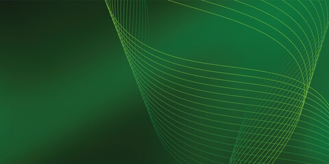 Abstract background using dark green tones on a black background. The lines and curves are like gentle and flowing waves. vector eps10