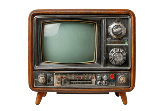 Retro wood-cased CRT TV with dials & legs