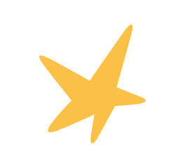 Obraz premium Hand drawn doodle glitter twinkle star icon. Yellow simple shine falling star burst symbol. Sketch magic blink. Doodle spark shape icon design element. Vector illustration on white background.