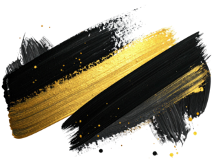 Gold and black brushstrokes diagonally across a background