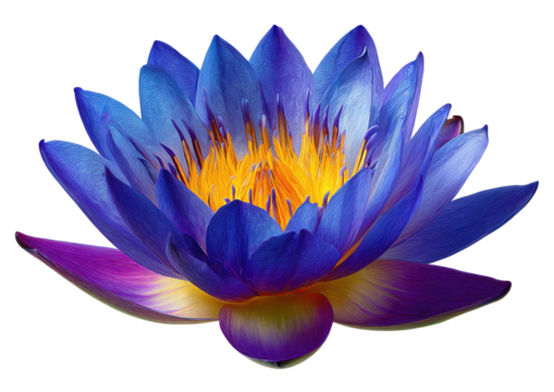 Blue & gold water lily, petals unfurling