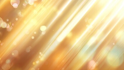 Abstract golden background with diagonal light rays and bokeh