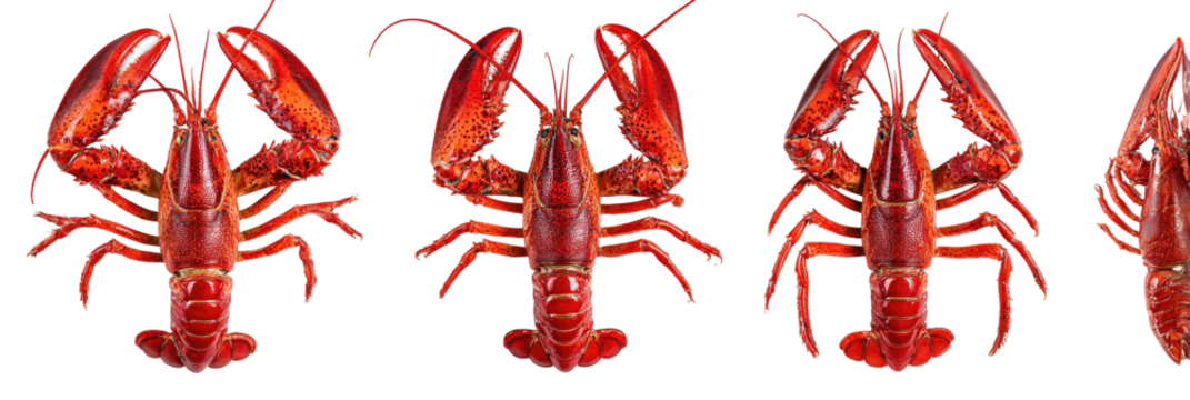 Red lobsters arranged side-by-side
