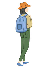 ゆるかわいいアウトドア私服女性のシルエット