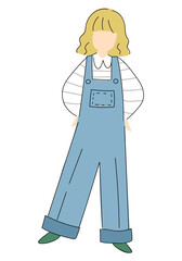 ゆるかわいい私服女性のシルエット