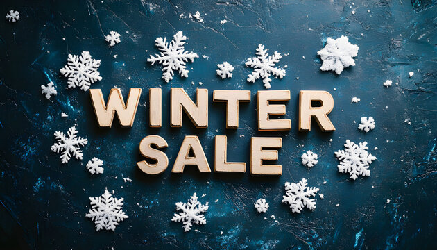 winter sale text seasonal promotion with snowflakes - Powered by Adobe