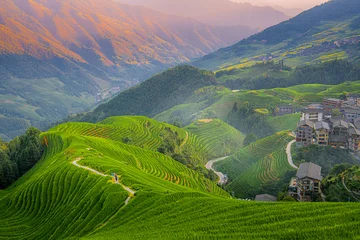 Crédence de cuisine Guilin Yaoshan Mountain, Guilin, China hillside rice terraces landscape.  © Tatiana Kashko