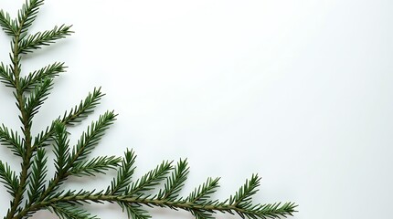 Minimal Pine Branch Christmas Tree Design on Light Background for Holiday Decor