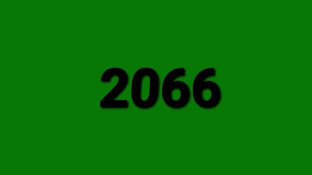 Black Number 2066 Centered on a Vibrant Green Background numeral year