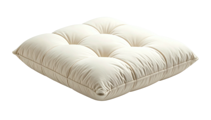 Ivory square cushion, tufted, soft and comfortable