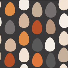 Seamless pattern of minimalist Easter eggs, simple geometric shapes, clean flat vector design