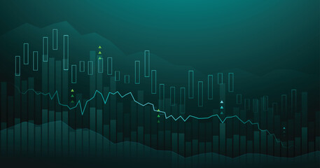 Business candle stick graph chart of stock market investment trading on blue background. Bullish point, up trend of graph. Economy vector design