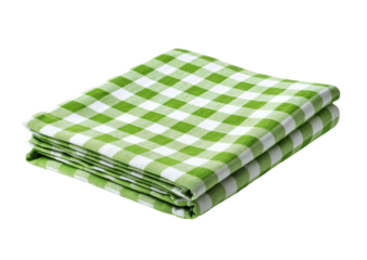 Folded green and white checkered fabric