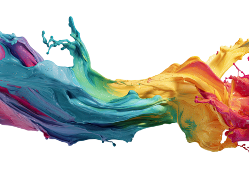 Swirling, colorful paint splash against black