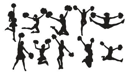collection of cheerleader silhouette in different positions