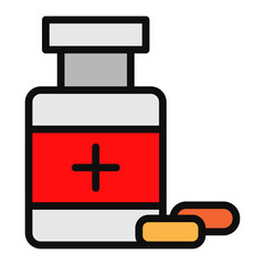 Fototapeta premium Medicine Bottle Vector Filled Icon Design