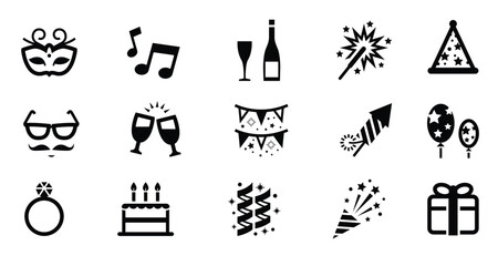 celebration and party icons with white background
