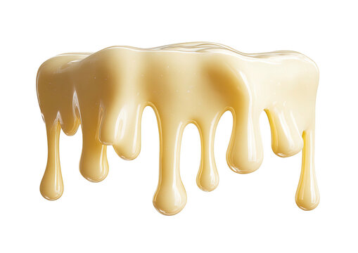Creamy white sauce dripping down, glossy, on black