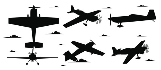 aerobatic aircraft in different views stunt plane illustration
